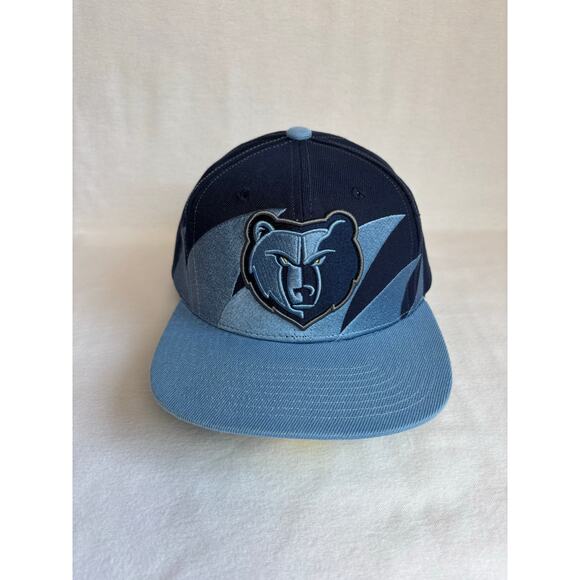 RARE 90s style Sharktooth Memphis Grizzlies Mitchell & Ness snapback hat blue - Picture 2 of 8